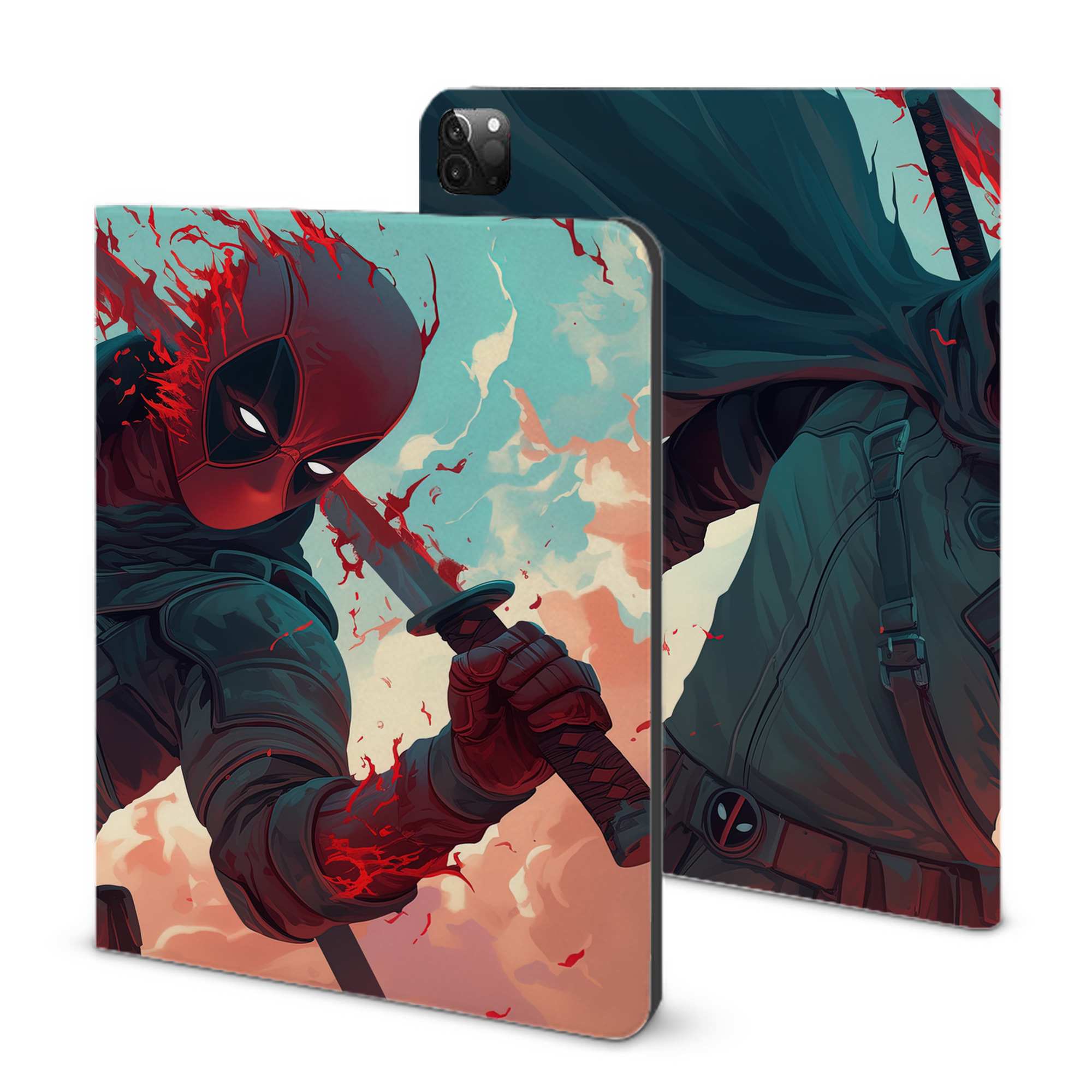 （画像用） Deadpool デッドプール IPadケース ペンホルダー付き ブックスタイルデザイン